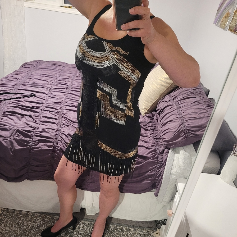 Attitude Sequin Flapper Dress